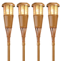 Newhouse Lighting Solar LED Island Torches w/Flickering Flame, Dusk to Dawn, Bamboo, PK4 FLTORCH4